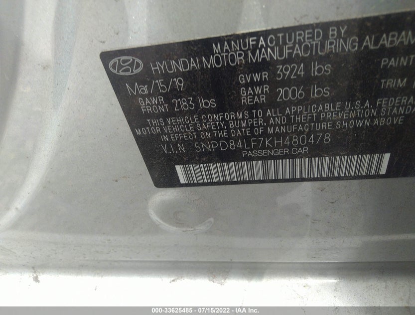 5NPD84LF7KH480478