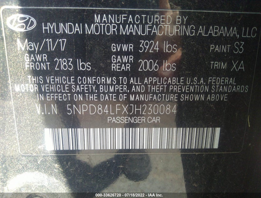 5NPD84LFXJH230084