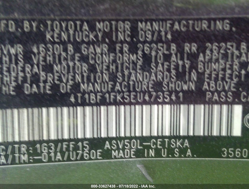4T1BF1FK5EU473541