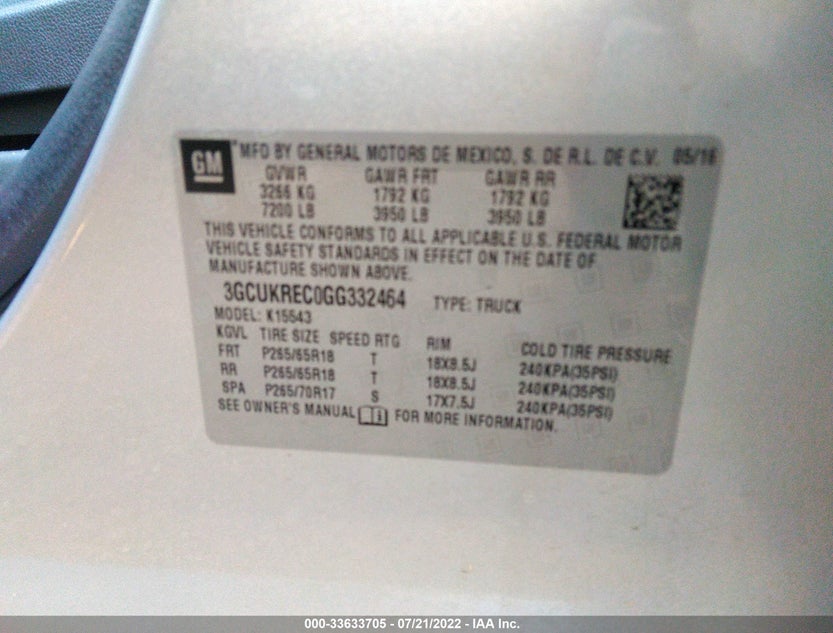 3GCUKREC0GG332464