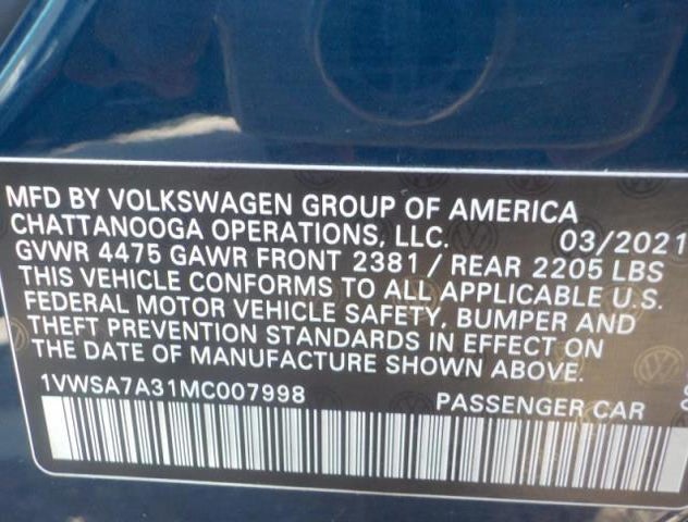 1VWSA7A31MC007998