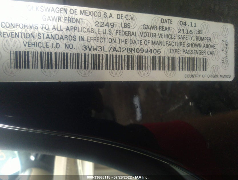 3VW3L7AJ2BM099406