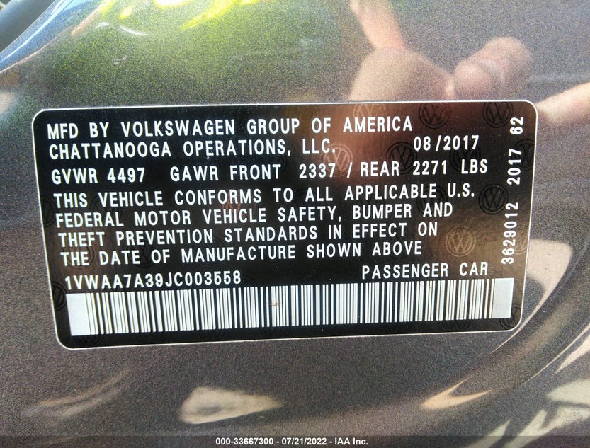 1VWAA7A39JC003558