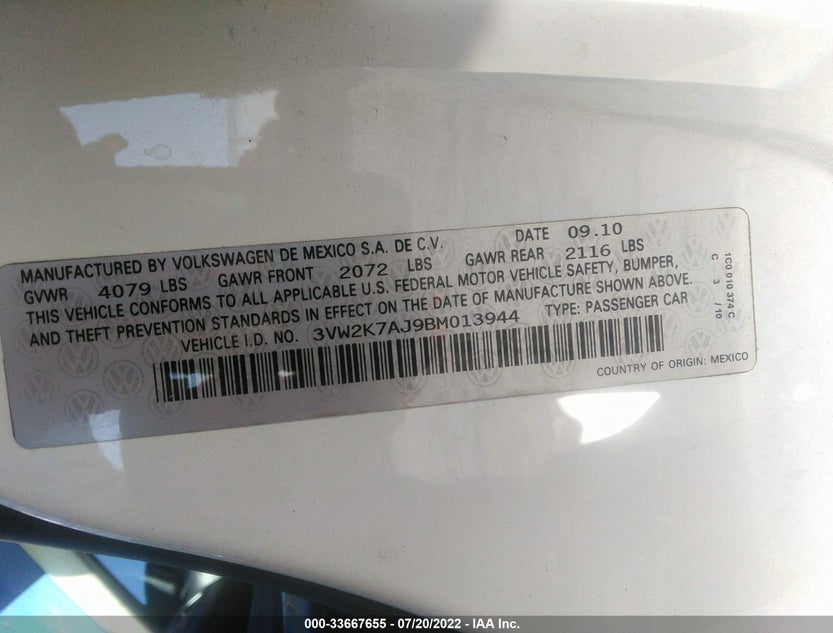 3VW2K7AJ9BM013944