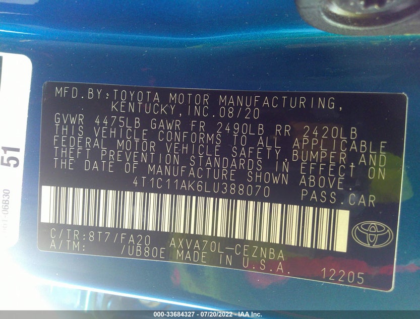 4T1C11AK6LU388070