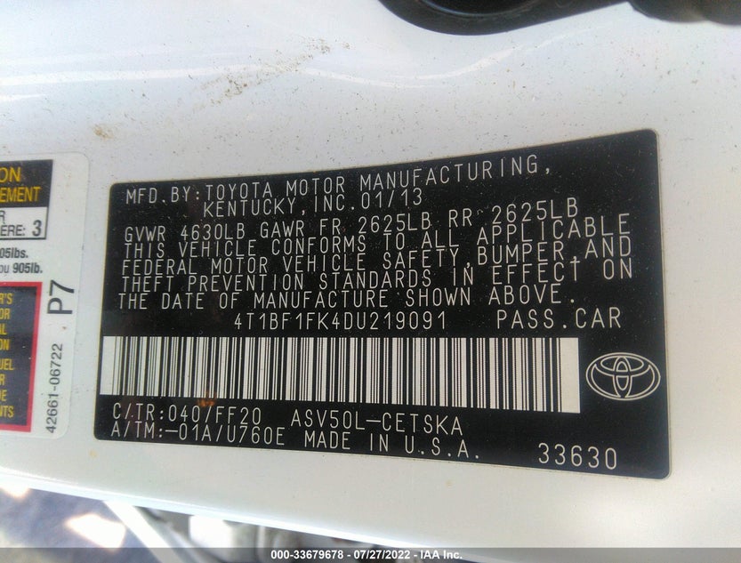4T1BF1FK4DU219091