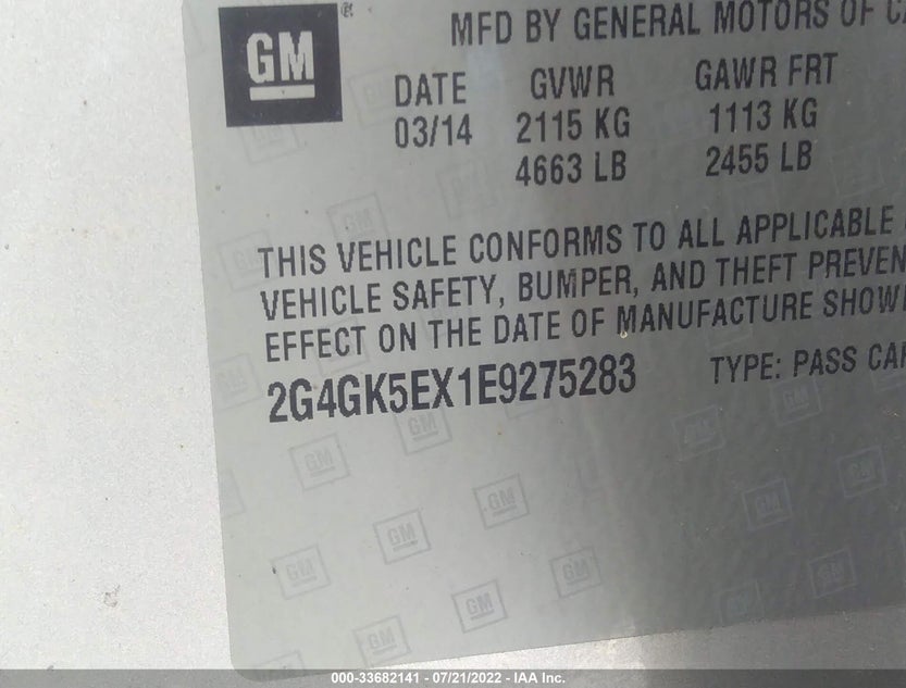 2G4GK5EX1E9275283