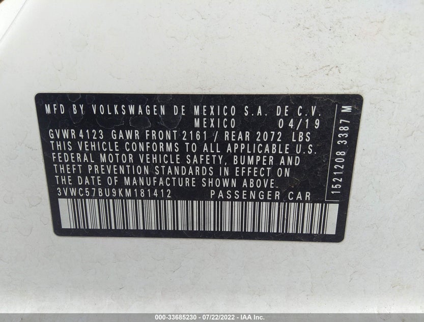 3VWC57BU9KM181412