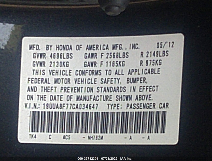 19UUA8F77CA034647