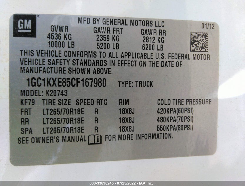 1GC1KXE85CF167980