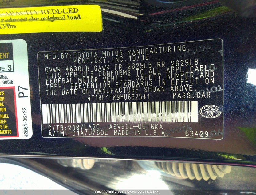 4T1BF1FK9HU692541