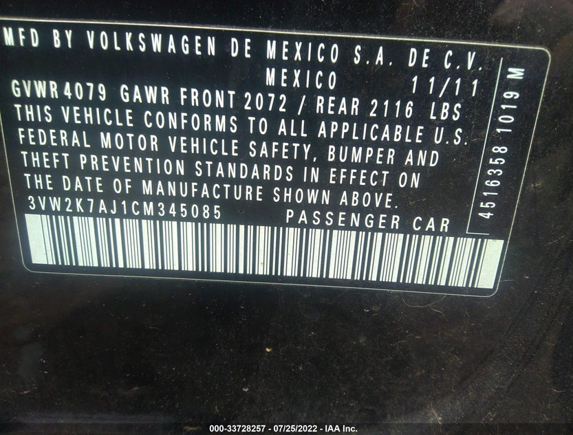 3VW2K7AJ1CM345085