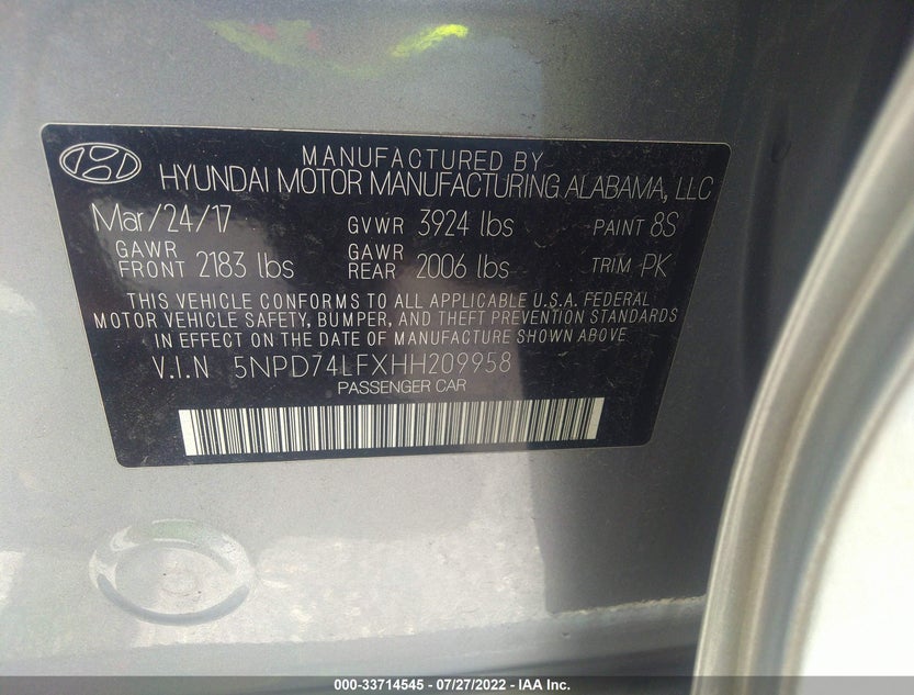 5NPD74LFXHH209958