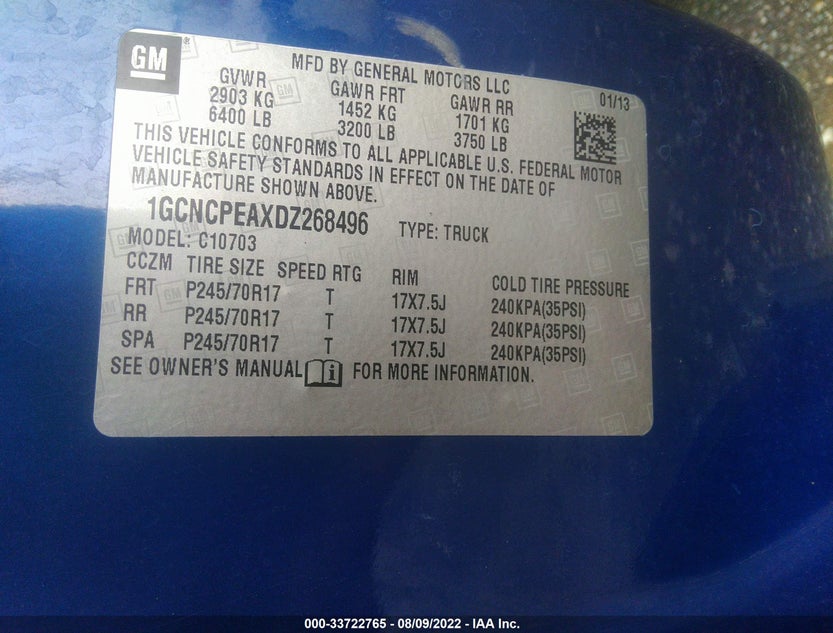 1GCNCPEAXDZ268496