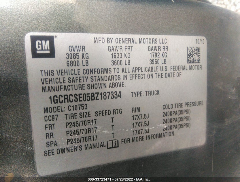 1GCRCSE05BZ187334