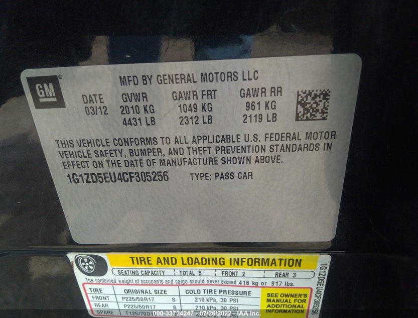 1G1ZD5EU4CF305256