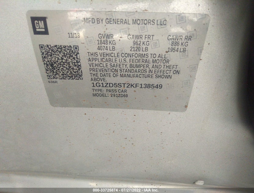 1G1ZD5ST2KF138549