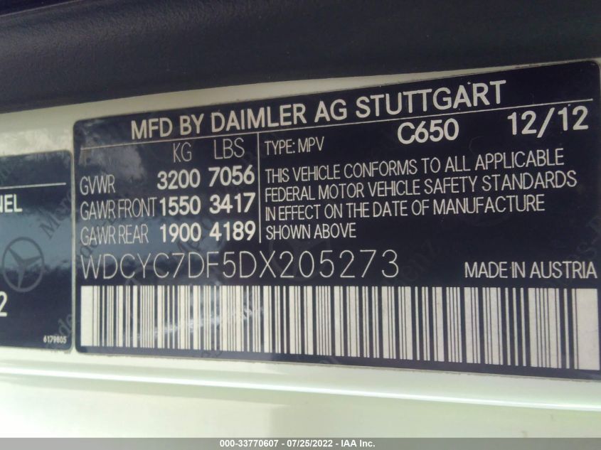 VIN WDCYC7DF5DX205273 2013 Mercedes-Benz G-Class, G... no.9