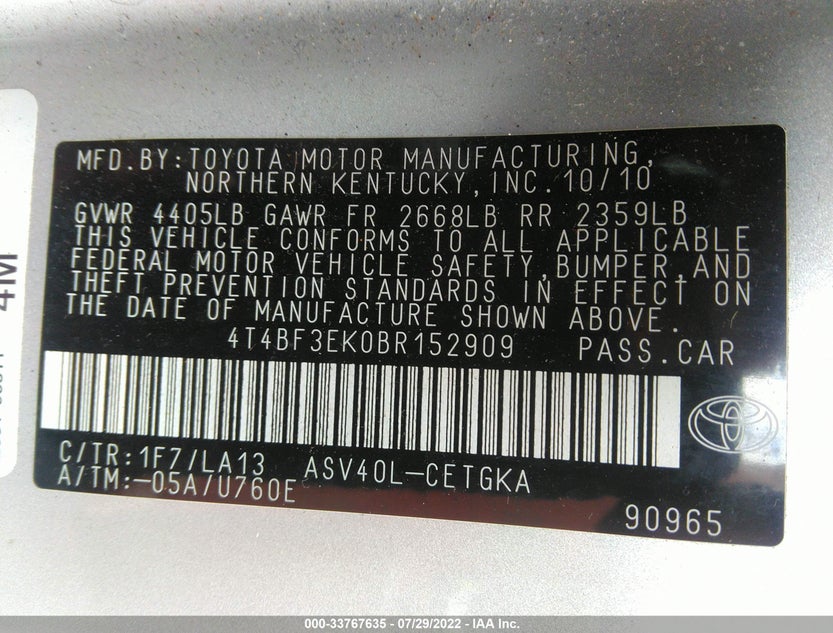 4T4BF3EK0BR152909