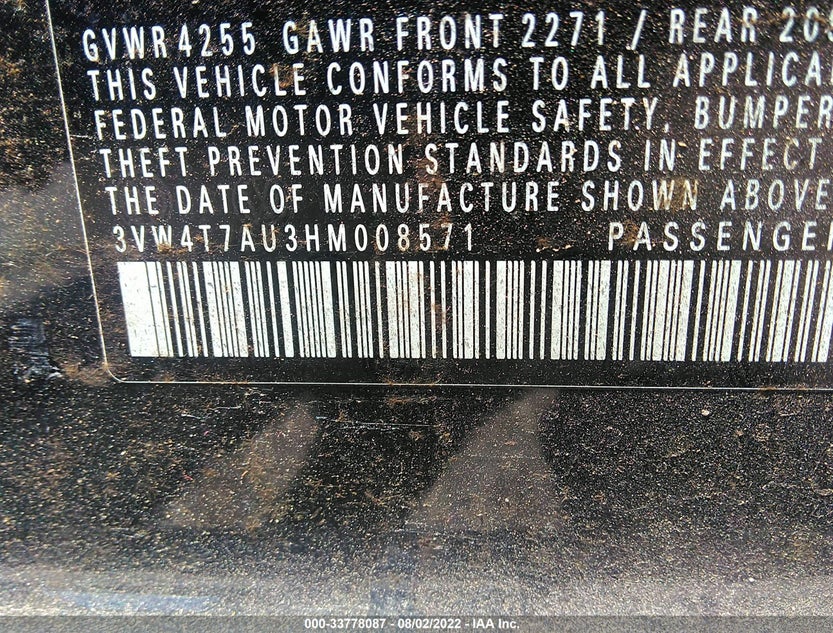 3VW4T7AU3HM008571