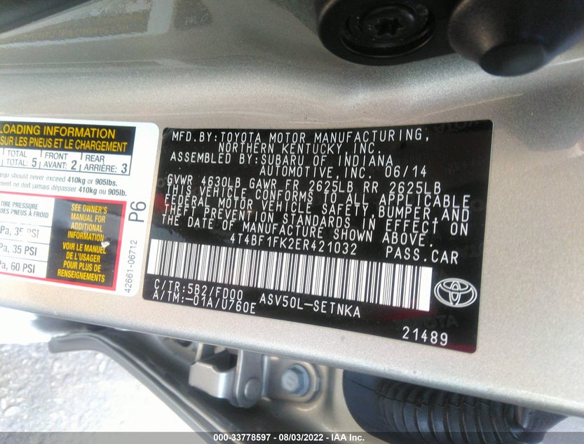 4T4BF1FK2ER421032