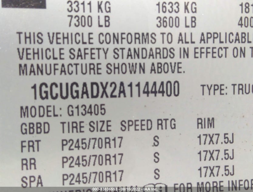 1GCUGADX2A1144400