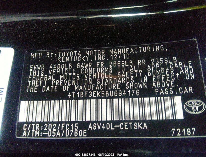 4T1BF3EK5BU694176
