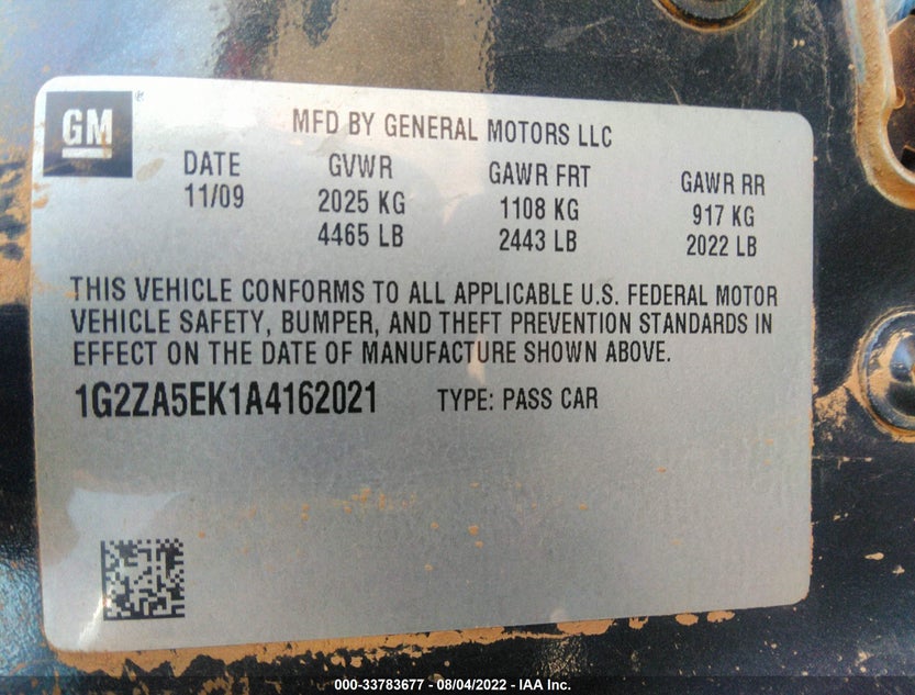 1G2ZA5EK1A4162021