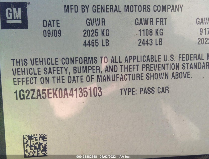 1G2ZA5EK0A4135103