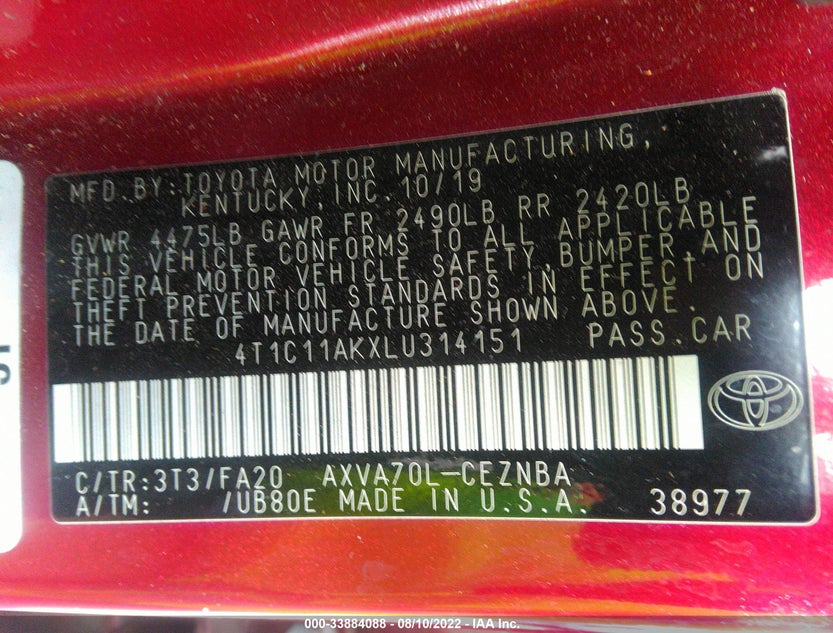 4T1C11AKXLU314151