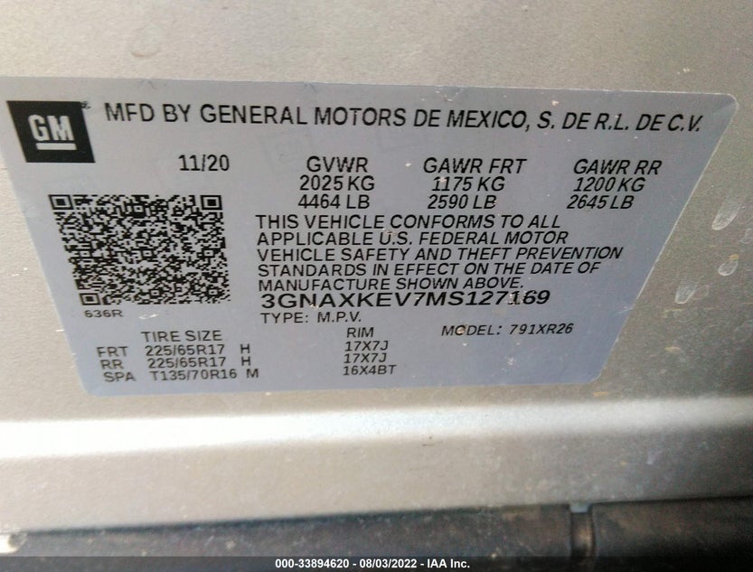 3GNAXKEV7MS127169