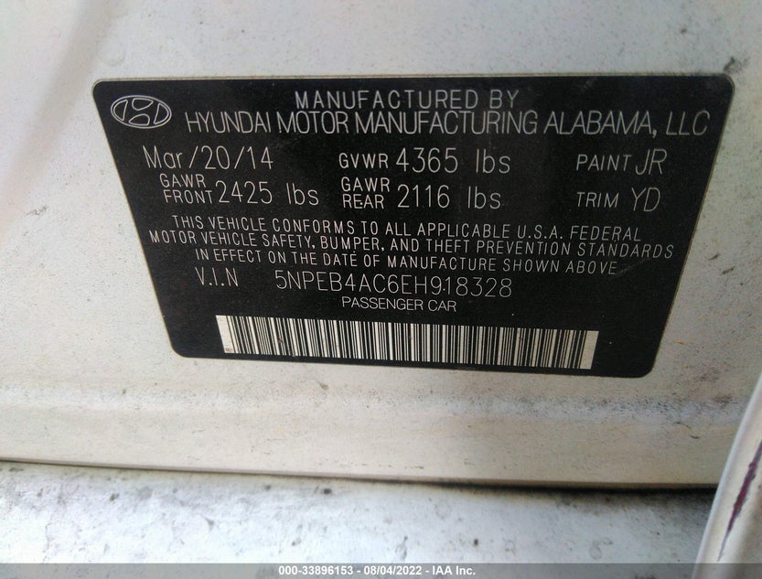 5NPEB4AC6EH918328