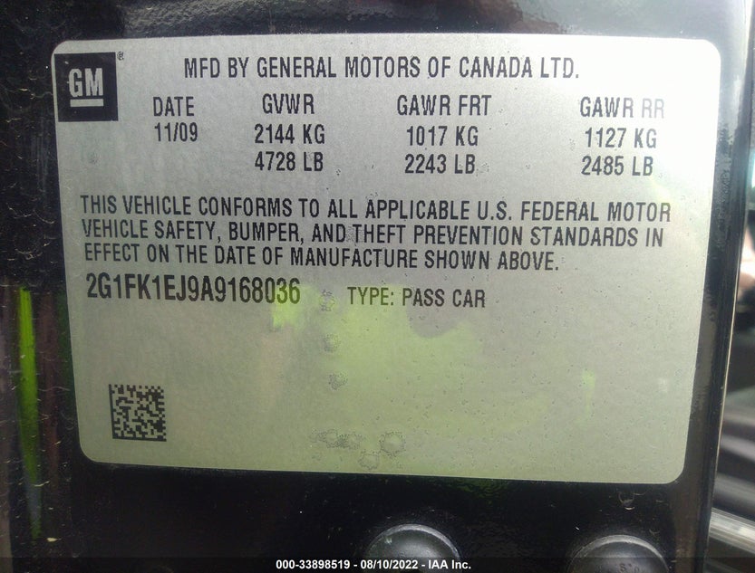 2G1FK1EJ9A9168036