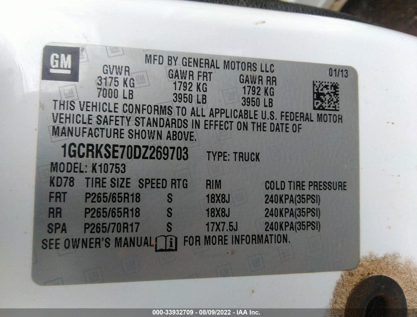 1GCRKSE70DZ269703