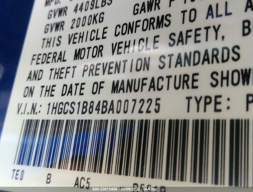 1HGCS1B84BA007225