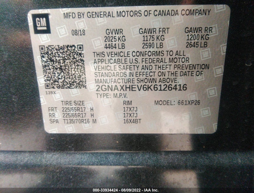 2GNAXHEV6K6126416