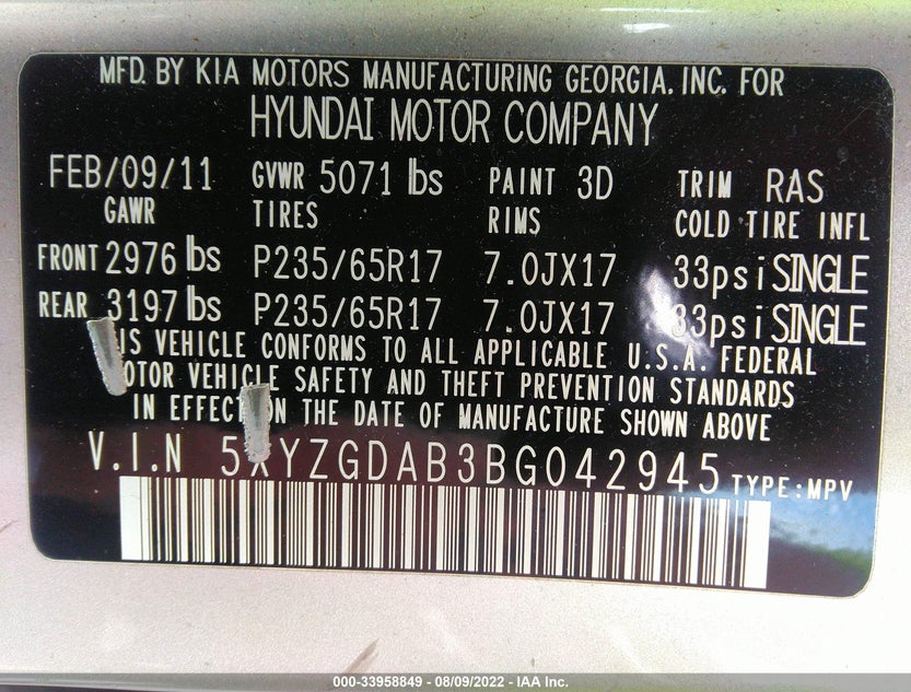 5XYZGDAB3BG042945