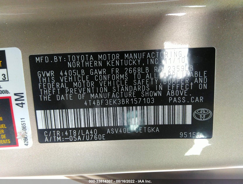 4T4BF3EK3BR157103