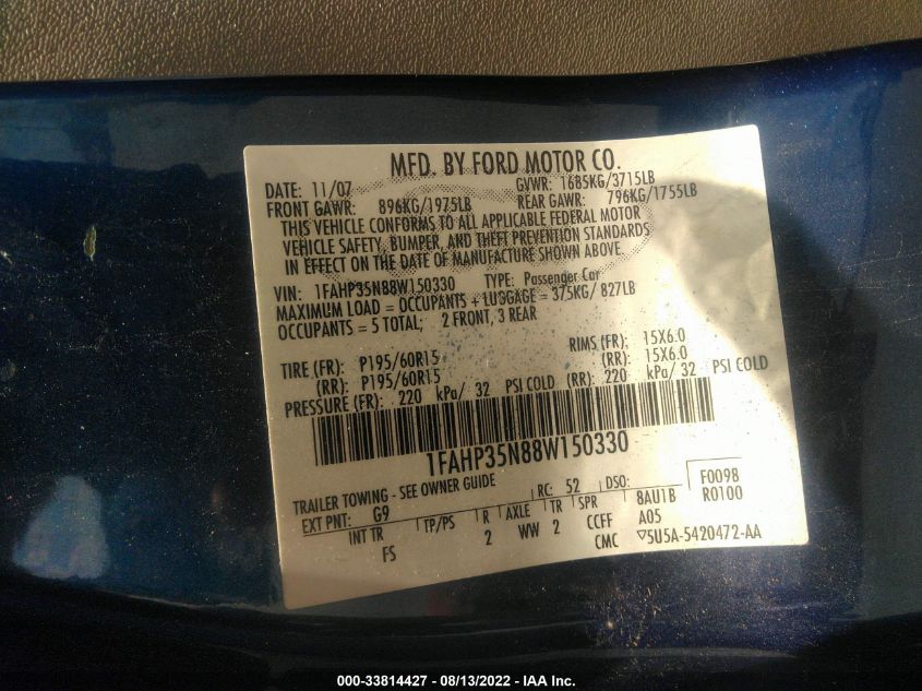 1FAHP35N88W150330 2008 Ford Focus Se/Ses