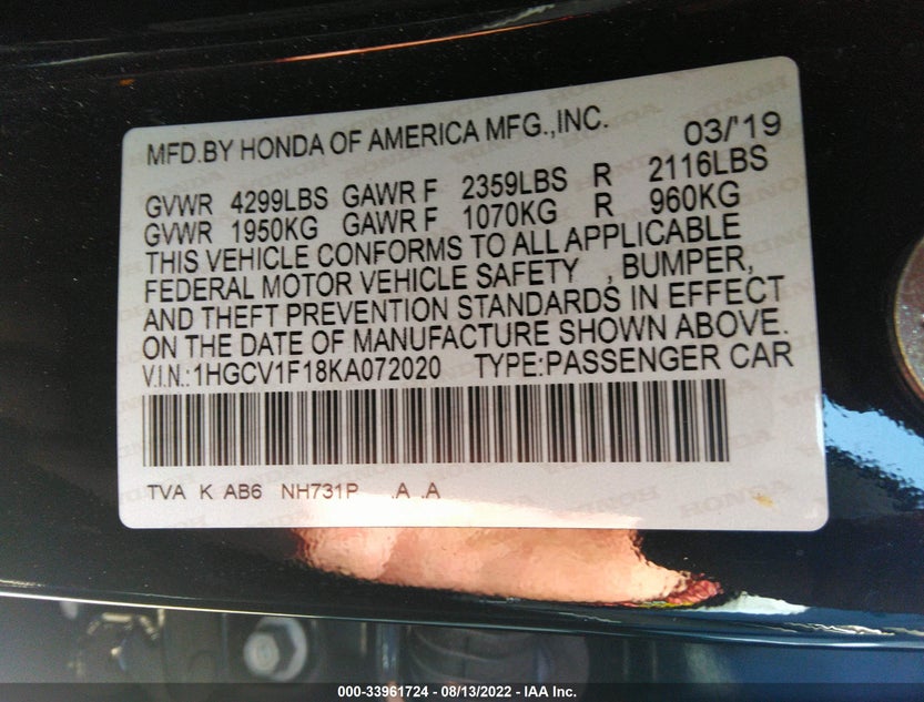 1HGCV1F18KA072020