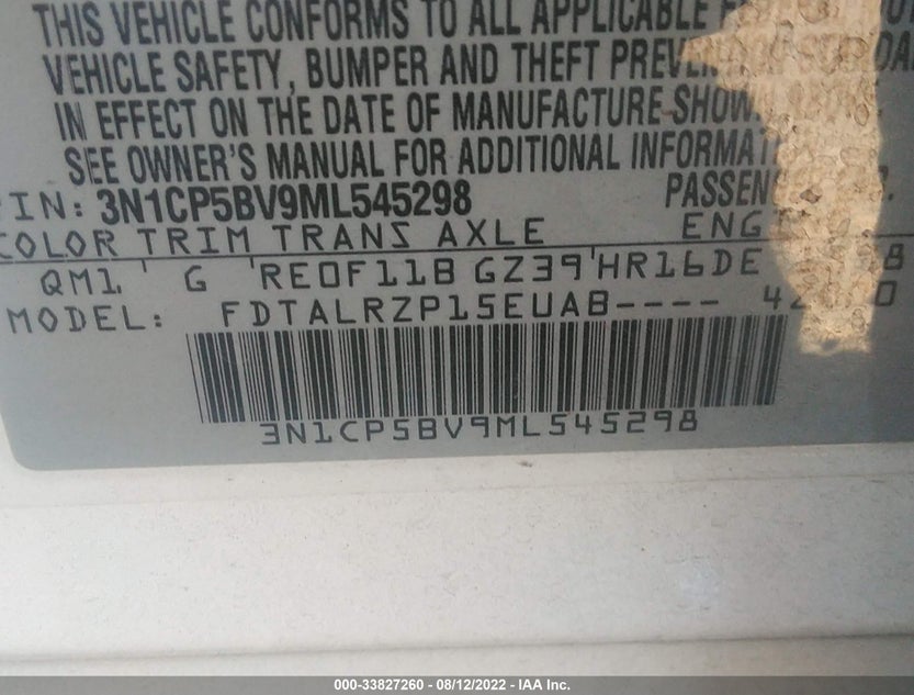 3N1CP5BV9ML545298