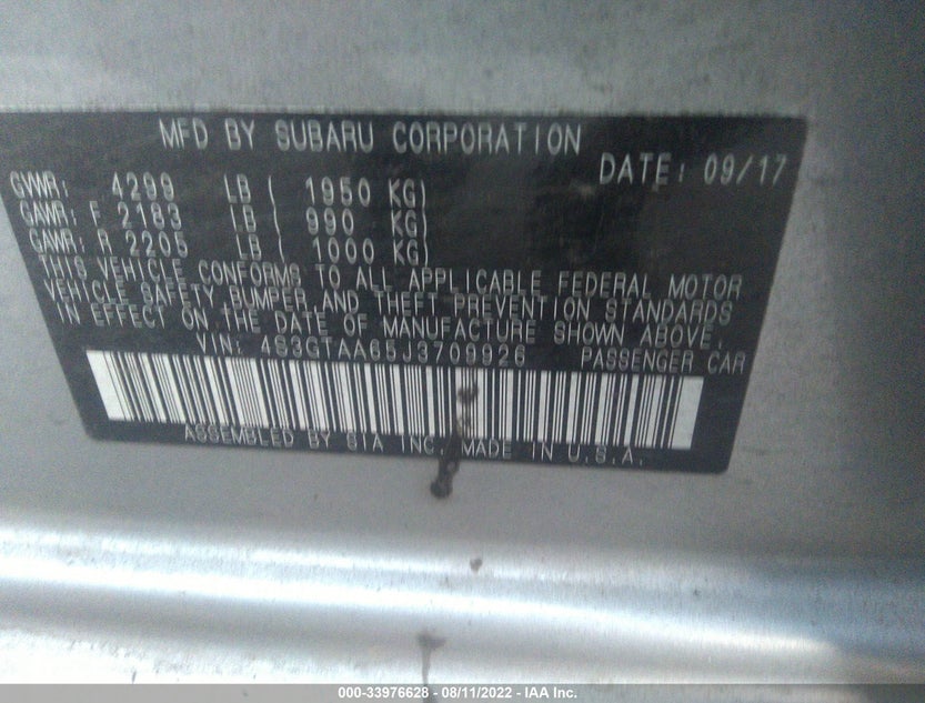 4S3GTAA65J3709926
