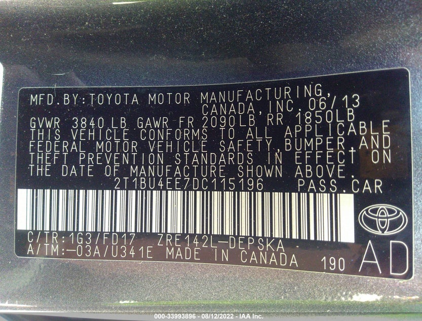 2T1BU4EE7DC115196