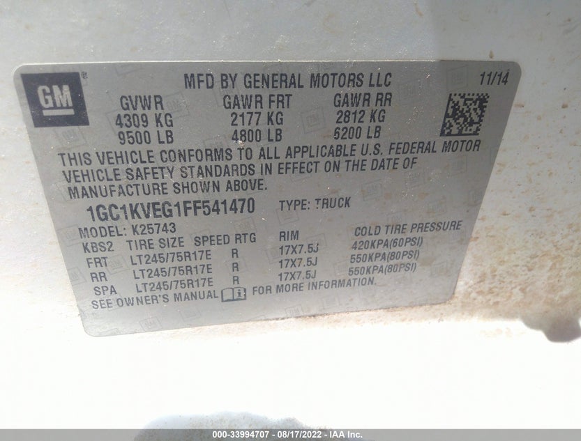 1GC1KVEG1FF541470