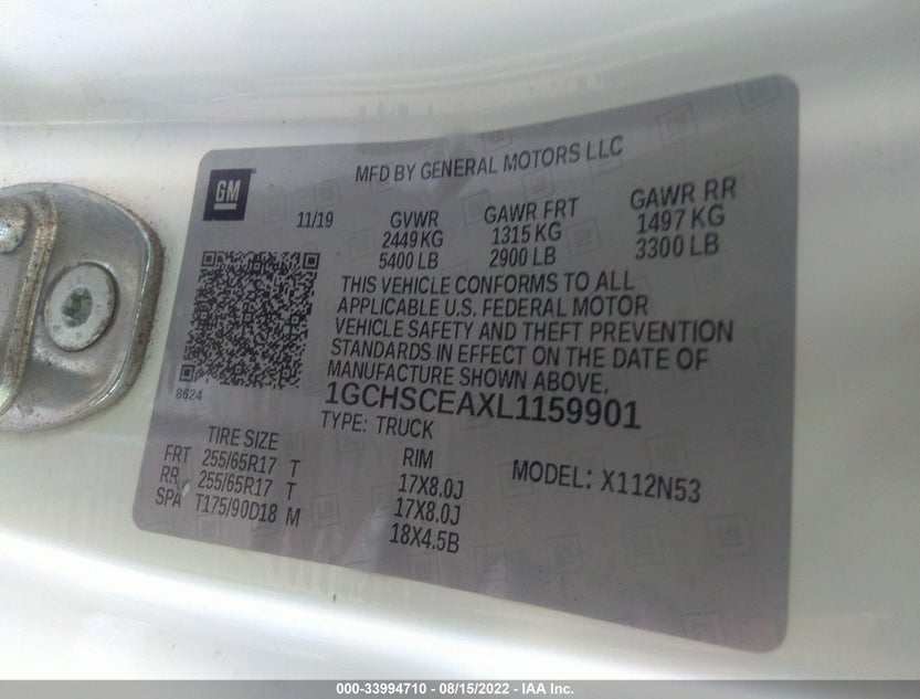 1GCHSCEAXL1159901