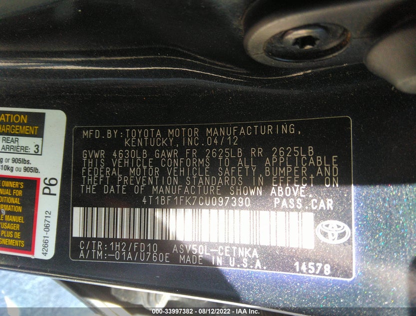 4T1BF1FK7CU097390