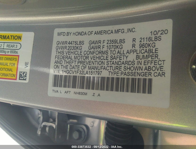 1HGCV1F32LA151797