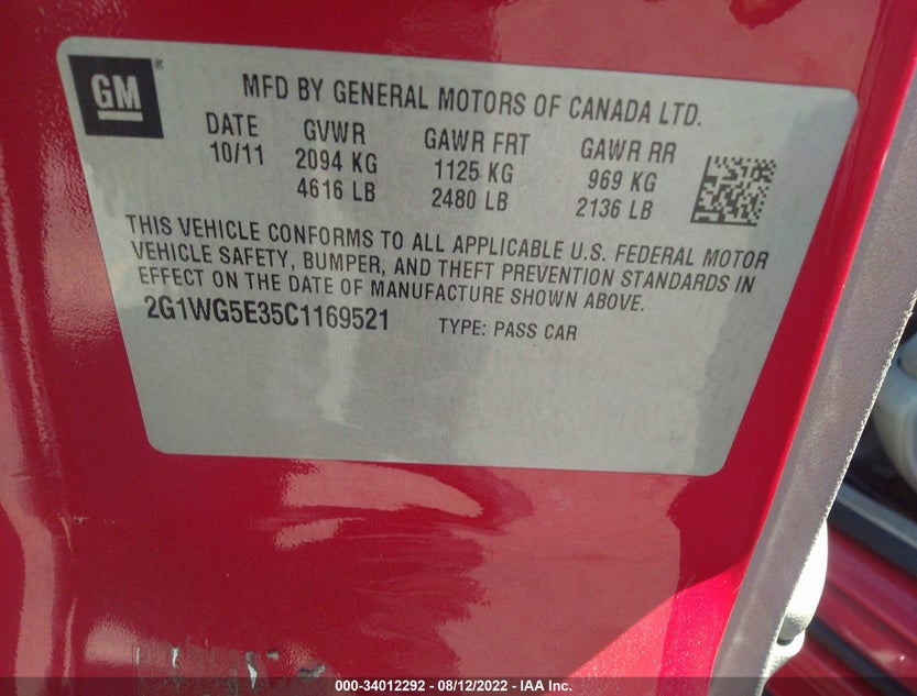 2G1WG5E35C1169521
