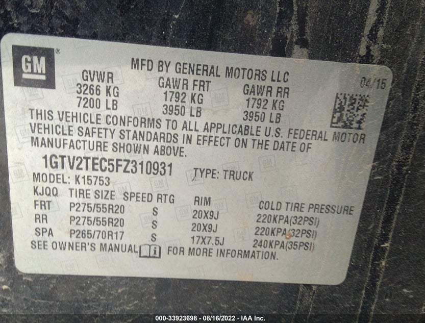 1GTV2TEC5FZ310931