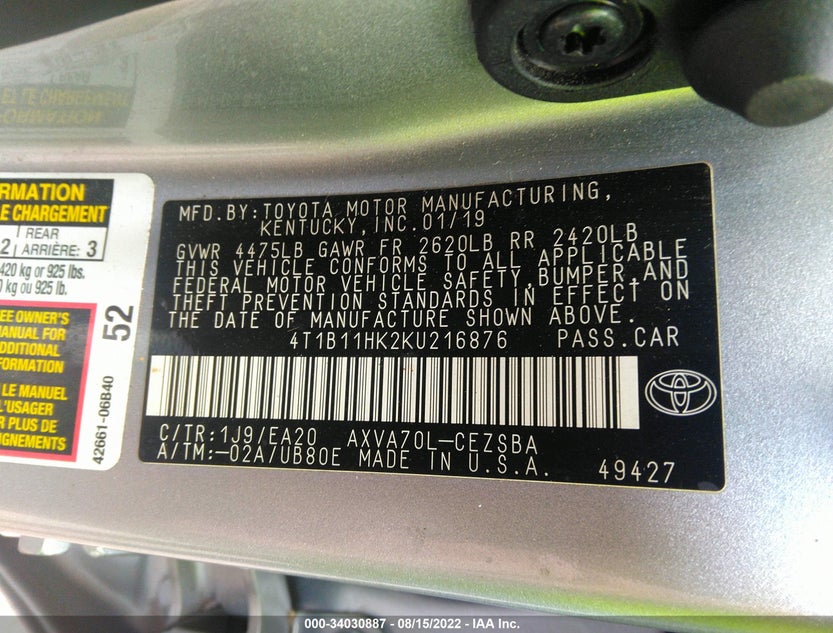 4T1B11HK2KU216876